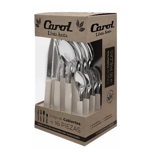 imagen de Juego De Cubiertos 16 Piezas Beige Carol Areia (31116-ARB)