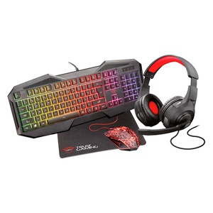 imagen de Kit Gaming GXT 1180RW  4-in-1 Tec+Mou+Aur+Pad TRUST