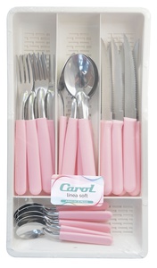 imagen de Cubiertos 24 piezas Rosa con cubiertero Carol Linea Soft (41024)