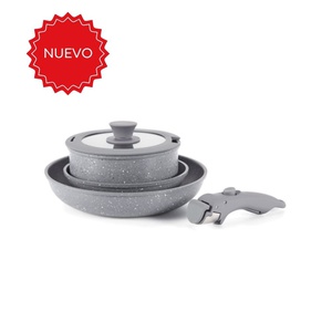 imagen de Set De Bateria Carol Antiadherente Mango Desmontable 5 En 1 Gris